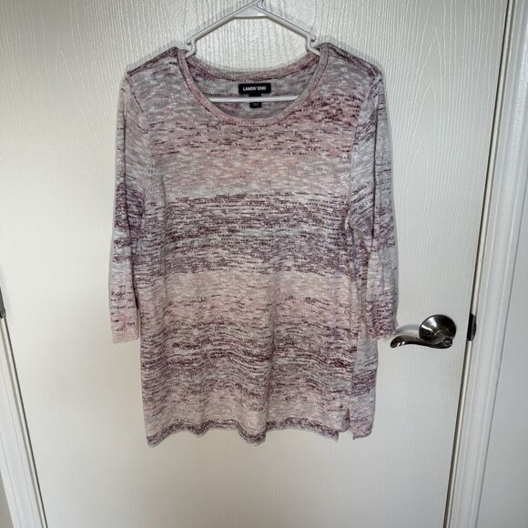 Land’s End Women’s Cotton Blend Ombre Heather Pullover Sweater Casual Basic LP - Picture 1 of 11